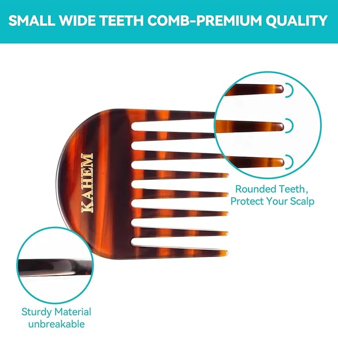 2-Pack Handcrafted Acetate Wide Tooth Combs for Curly Hair - Professional Detangling Combs for Wet & Dry Hair, Ideal for All Lengths - 3.14" Small Size, Eco-Friendly Material