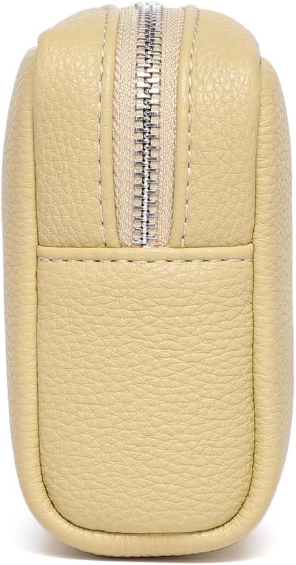 Makeup Bag Large Capacity Women's Classic Black Wash Bag Adjustable Partition Wash Brush and Cosmetic Carrying Bag (PU/Almond Yellow)