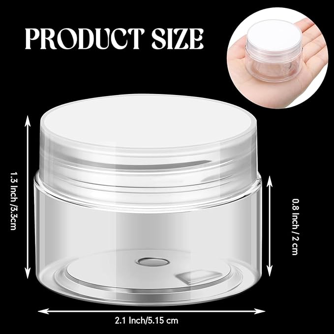 SATINIOR 6 Pack 1 oz Plastic Jars Containers with Lids Wide-mouth Refillable Leakproof Reusable Round Empty Jars for Travel Cosmetic Dry Food Spice Candy Cookie Home Kitchen Organizing (Clear)