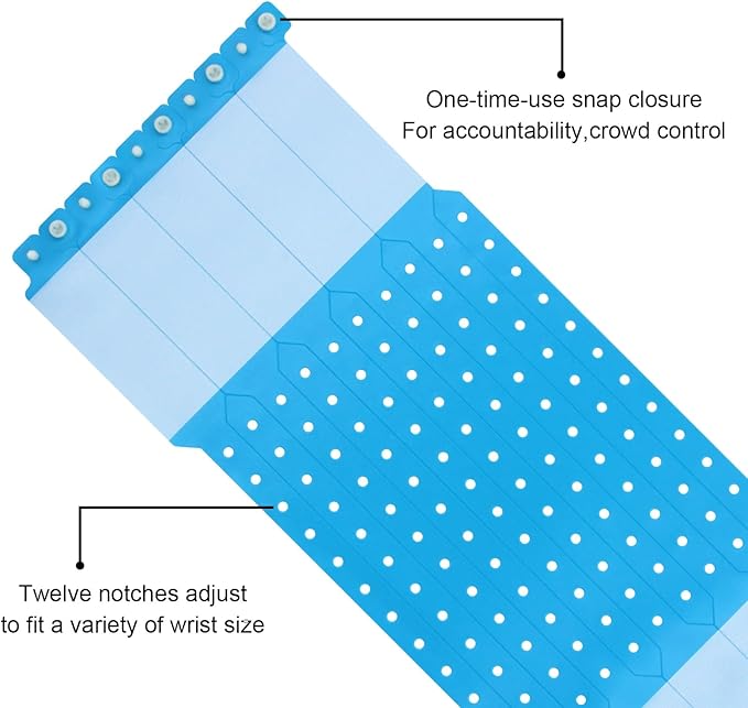 100pcs Vinyl Wristbands Hospital Identification Bands,Waterproof Adjustable Medical Wristband,Disposable Snap Wristband for Hospital (Color : Blue)