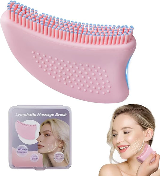 Lymphatic Contour Face Brush-Food Grade Silicone Lymphatic Drainage Massager - Easy Clean Dry Brush for Face for Jawline Sculpting & Anti-Puffiness, Detox & Lift,Improves Skin Glow & Absorption (1)