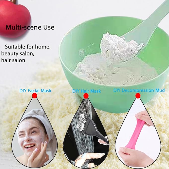 10 Pcs Diy Face Mask Mixing Bowl, Home Use Silicone Facial Mask Mixing Bowls Set Plastic Facial Mask Mixing Masks Set - DIY Skincare Mixing Tool Kit (Green-10Pcs)