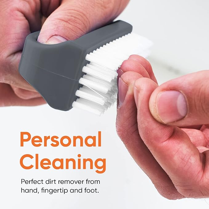 Superio Stiff Nail Brush for Cleaning Fingernails Small Scrub Brush with Handle, Cleaning Brushes for Hands, Toes, and Nails (Black, 9 Pack)