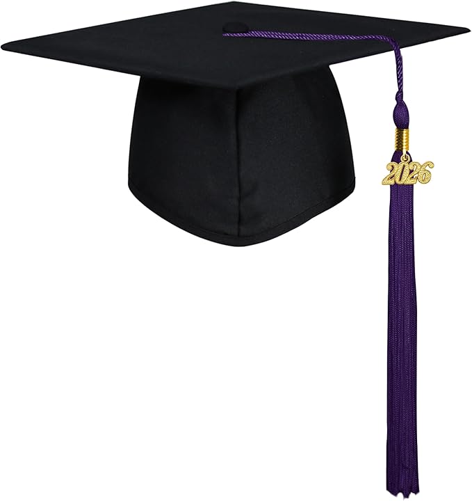 GraduatePro Matte Graduation Cap with 2026 Tassel for Adults High School and Bachelor Master 12 Colors