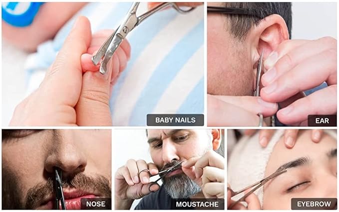 Rounded Stainless Steel Small Facial Hair Scissors, 3.7 Inches - Rounded Tip Scissors for Nose Hair, Mustache, Beard, Eyebrows, Eyelashes & Baby Nails