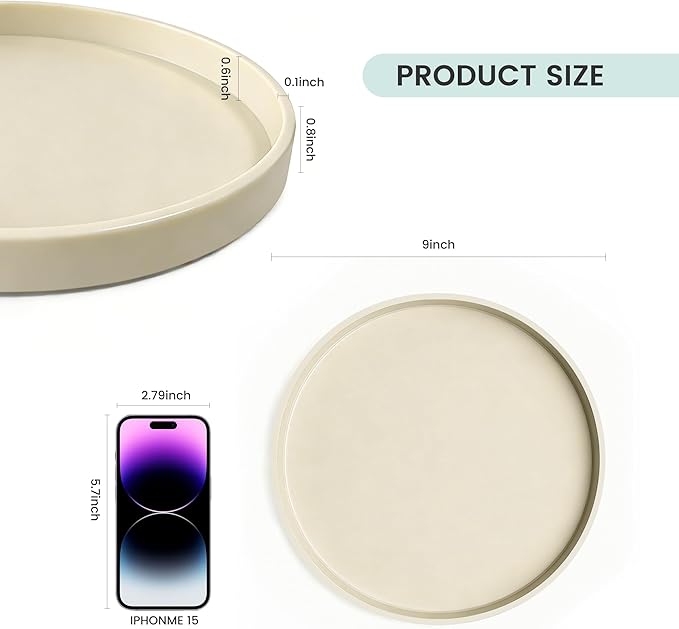 2 Pack 9" Bathroom and Vanity Tray, ABS Bathroom Counter Organizer， Coffee Table Decor for Perfume, Candles, Keys &More. Kitchen Countertop Organizer, Decorative Tray Soap Holder, Yellow