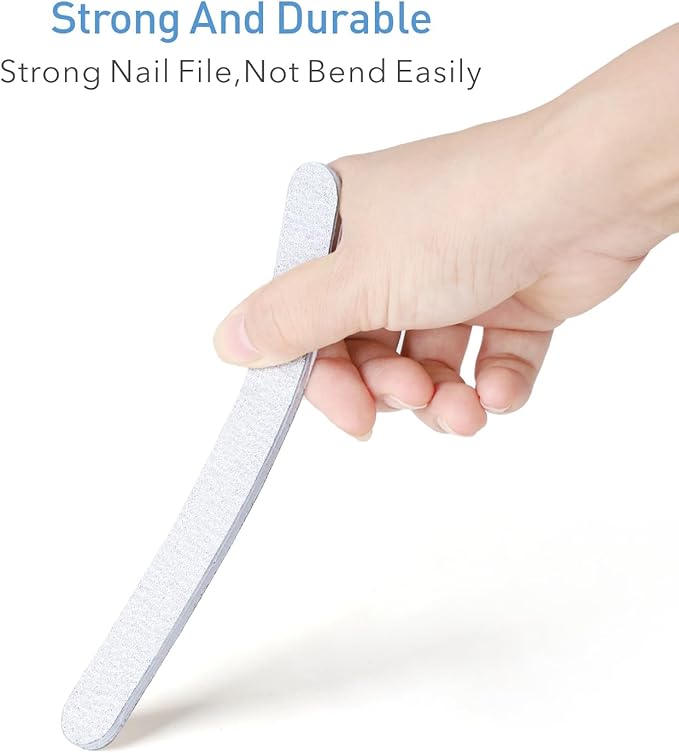 Nail Files, 10 PCS Fingernail Files 7" Long 80/100 Grit Emery Boards for Nails - Professional Nail File Washable for Acrylic, Gel, Dip Powder, and Poly Gel Nails for Salon Home