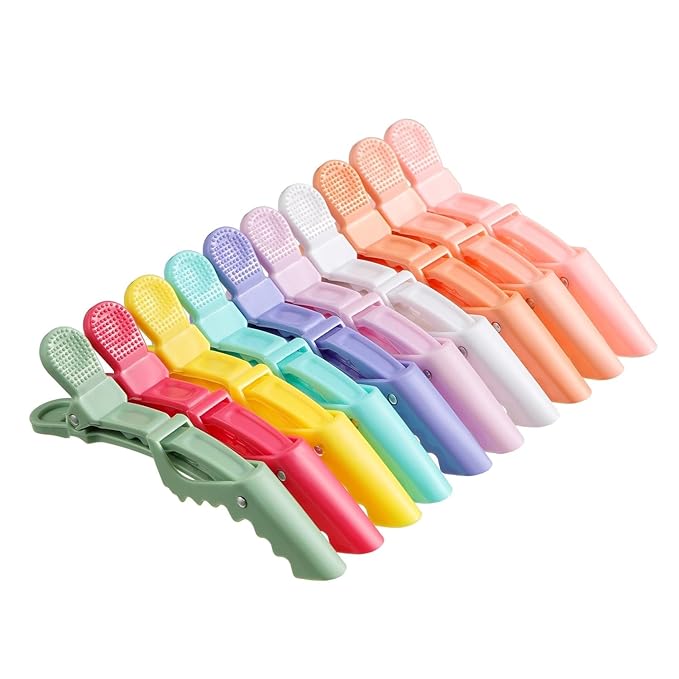 10pcs/set Multicolor Croc Clips Transparent Plastic Hairdresser Clip Hair Styling Sectioning Barrettes Professional Non Slip Alligator Clip Salon DIY Accessories Hairpins (10pcs-Multicolor)