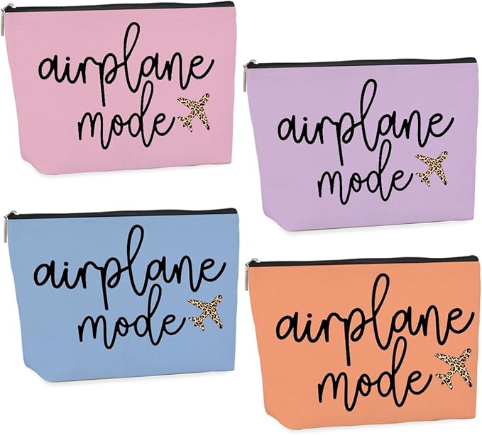 4PCS Pilot Gift Airplane Mode Makeup Bag flight attendant accessories flight attendant gifts airplane travel makeup bag Easter, Mother's Day, Nurses' Day, Christmas gifts for friends and sisters
