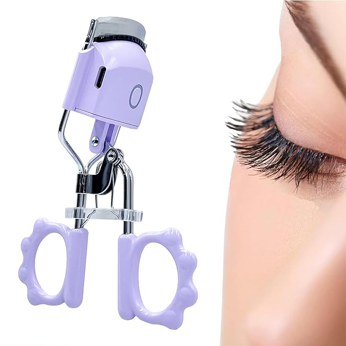 Pinkiou Heated Eyelash Curler - 10s Fast Preheating with Smart Temp Sensor, 24H Long Lasting Natural Curls, 2 Temp Modes Electric Lash Curler, USB-C Rechargeable Portable Eyelash Curler for Women