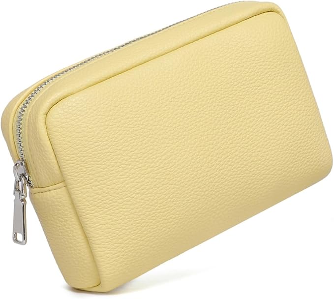 Makeup Bag Large Capacity Women's Classic Black Wash Bag Adjustable Partition Wash Brush and Cosmetic Carrying Bag (Pearl Yellow)
