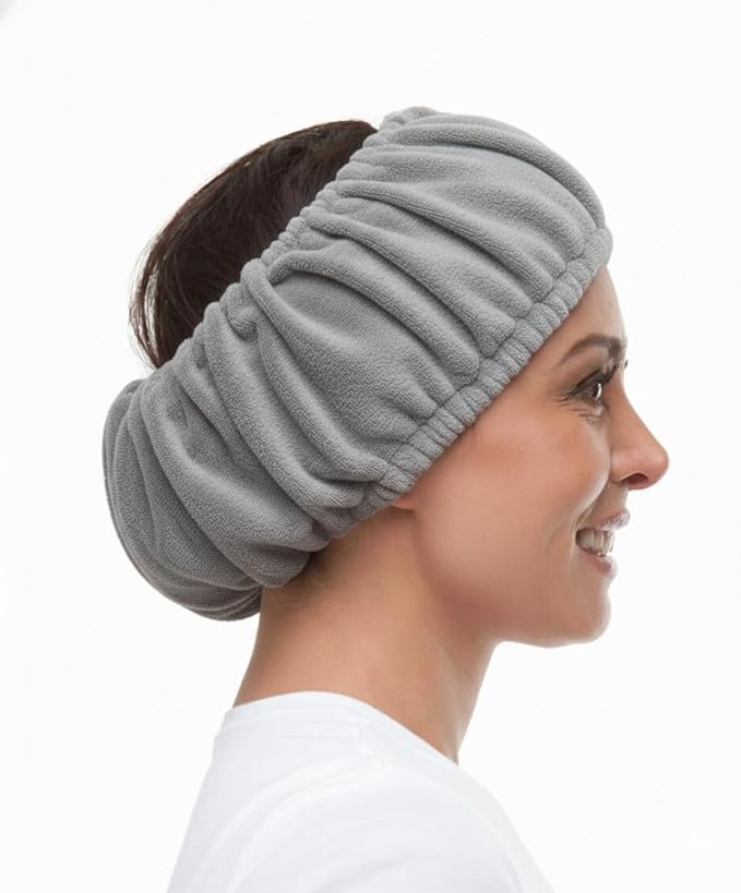 Tassi Reusable Spa Headband Wrap for Women - Hair Holder for Washing Face, Skincare, Makeup, Facials & Cleansing - Keeps Hair Back with No Mess or Marks - One Size Fits All - Gray