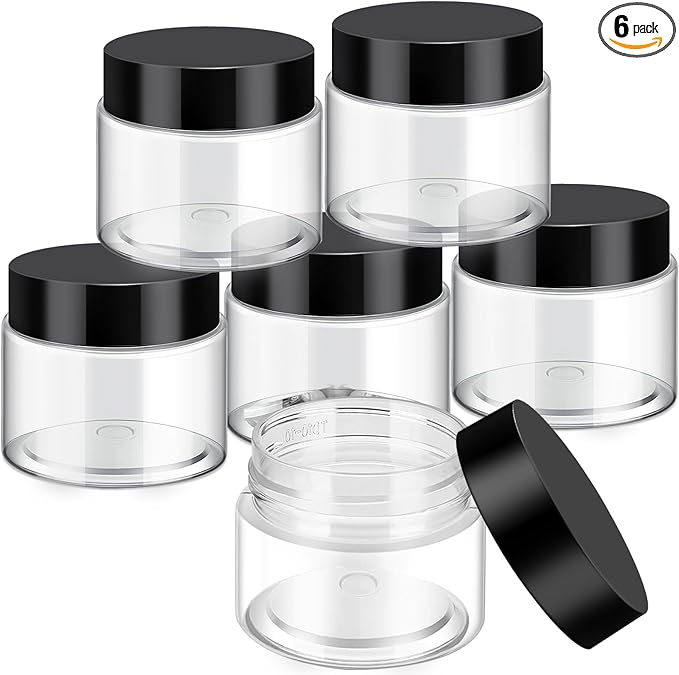 SATINIOR 6 Pack 16 oz Plastic Jars Containers with Lids Wide-mouth Refillable Leakproof Reusable Round Empty Jars for Travel Cosmetic Dry Food Spice Cookie Candy Home Kitchen Organizing(Black)