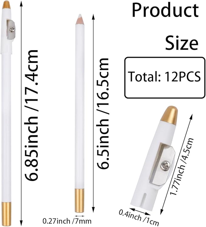 12 Pieces Eyebrows Pencils With Built-in Sharpener - Makeup Pencil for Edge Hairline, Razor Trace, Beard Guide and Shaping