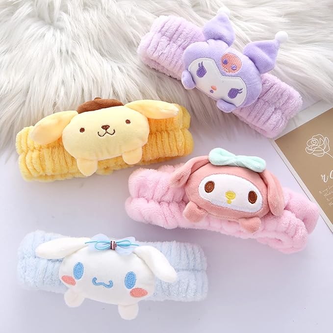 Kawaii Spa Headband for Washing Face, Cute Purple for Make Up, Washing, Party, Soft for Woman Girls