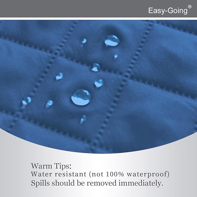 Easy-Going Recliner Chair Slipcover Reversible Sofa Cover Water Resistant Couch Cover Furniture Protector with Elastic Straps for Pets Dog (Recliner 22 inch, Blue/Ivory)