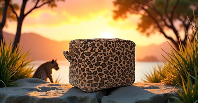 Leopard Cosmetic Bags 4 liters Big Cheetah Print Makeup Bag Lightweight Canvas Travel Toiletry Purses Accessories Organizer Pouch Gifts for Women