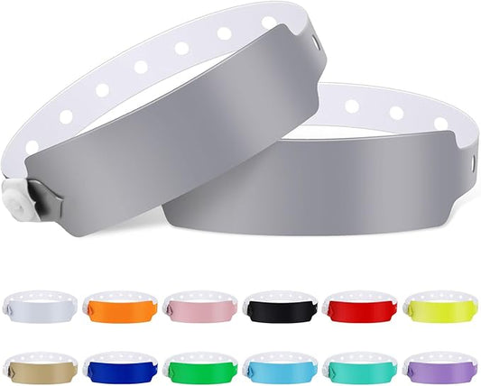 100pcs Colored Vinyl Wristbands, Waterproof Wristbands, Security Wrist Bands, Event Wristbands for Bar Club Festival Music Meeting, Pool Parties,Outdoor Sports (Color : Gray)