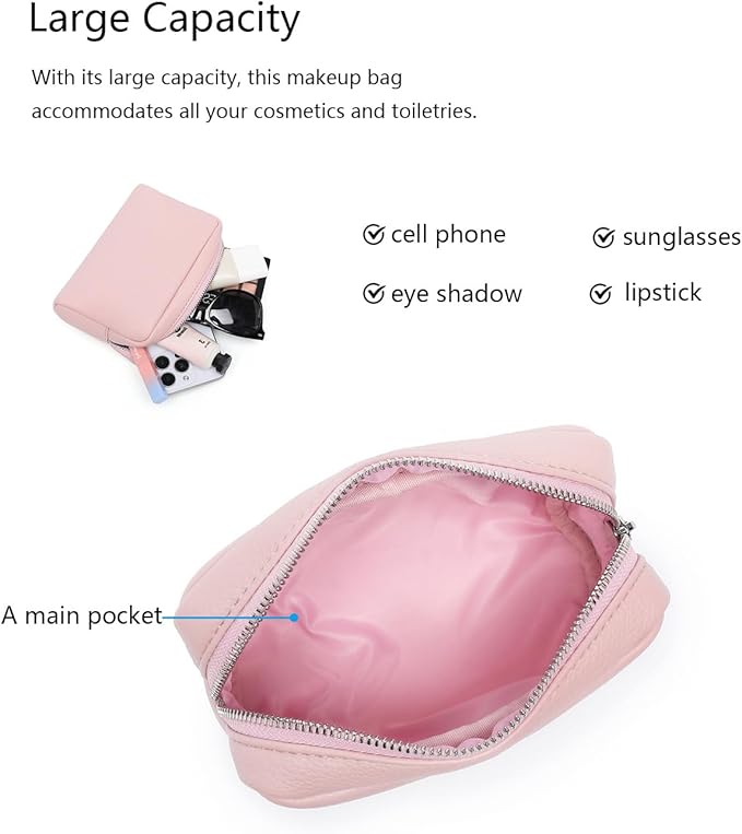 Makeup Bag Large Capacity Women's Classic Black Wash Bag Adjustable Partition Wash Brush and Cosmetic Carrying Bag (PU/Charming)