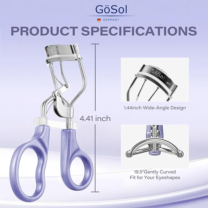 Eyelash Curler w/3 Replacement Pads (Soft/Medium/Firm) - Professional Lash Curler for Natural, Fake, Curly or Straight Lashes, Includes Protective Cover