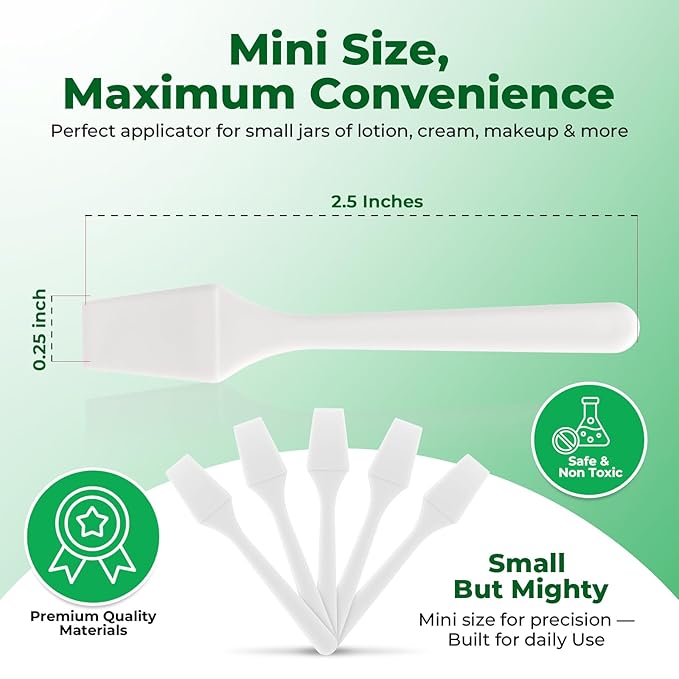 Mini Skin Care Spatula (2.5", 100 Pack) - Small Spatula for Makeup, Creams & Crafts | Makeup Applicator for Mixing, Cosmetic, Face Mask | Disposable Cosmetic Applicators | White