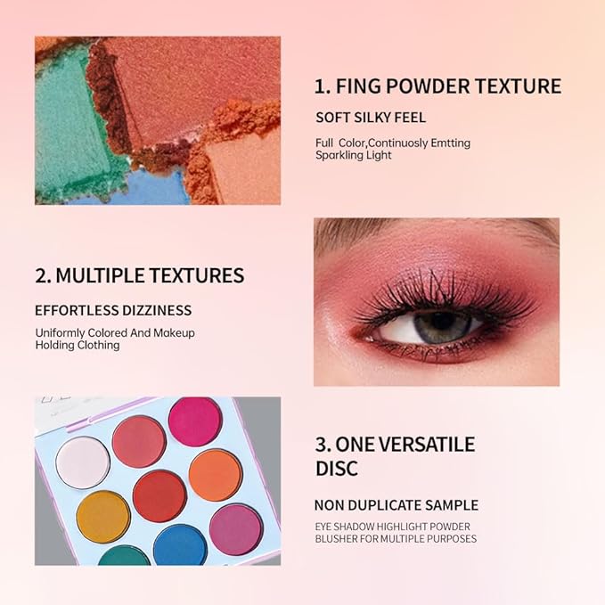 High Pigment 9-Color Rainbow Nude Brown Eyeshadow Palette–Matte, Shimmer & Glitter Shades Eye Shadow Kit,Long-Lasting Warm Neutrals for Soft Glam&Daily Wear,Blendable Travel-Friendly