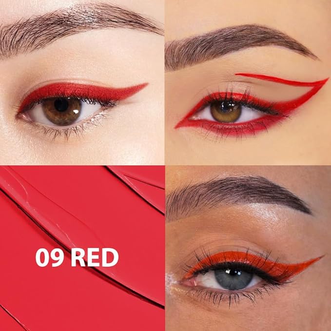 evpct 2Pcs Red Wine Red Waterproof Colored Eyeliner Liquid Eye Liner Set Long Lasiting Fine Speed Dry Colorful Liquid Eyeliner lapiz delineador de ojos contra el agua blanco para ojos de colores