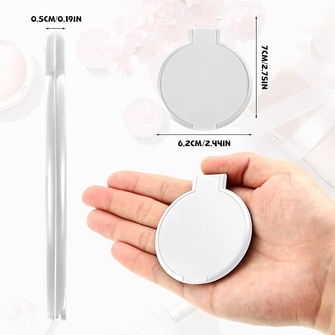 36 Pcs Compact Mirror Bulk Portable Round Makeup Mirror Mini Foldable for Purse Women Travel Daily Use Mother‘s Day Gifts (White)
