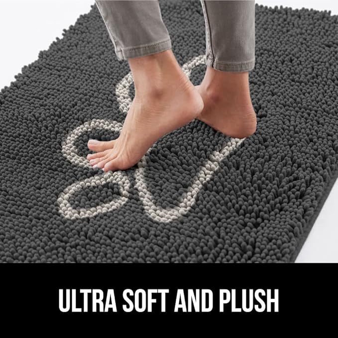 GORILLA GRIP SoakSTOPPER Dog Door Mat, Machine Washable Rug Absorbent Doormat Captures Moisture Mud Dirt, Quick Dry Soft Chenille Entryway Rugs Indoor Entrance Mats for Dog Paws, 24x17 Charcoal