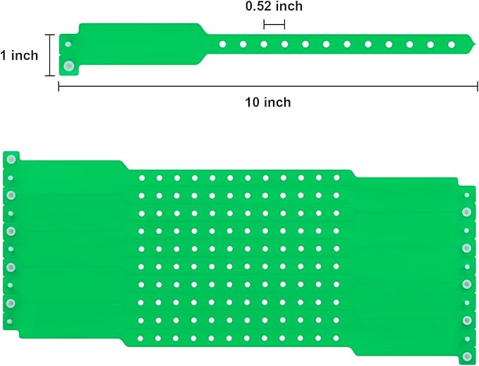 100pcs Colored Vinyl Wristbands, Waterproof Wristbands, Security Wrist Bands, Event Wristbands for Bar Club Festival Music Meeting, Pool Parties,Outdoor Sports (Color : Green)