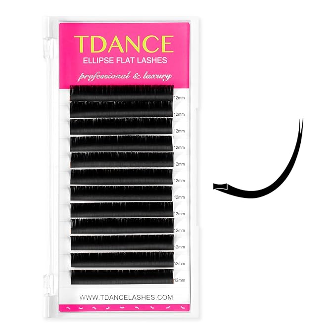 TDANCE Classic Lash Extensions Flat Lashes Eyelash Extensions 0.2mm D Curl Ellipse Eyelash Extensions 15mm Mixed Black Matte Individual Lashes Salon Use(Flat,D-0.2,15mm)
