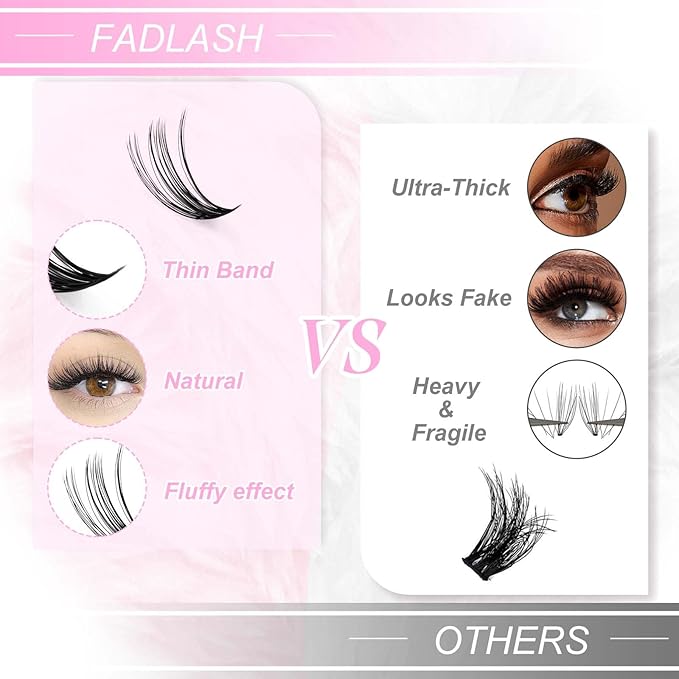 Lash Clusters 20mm Individual Lashes Cluster Black Volume Eyelash Clusters Long Individual Lash Extensions D Curl Cluster Lashes DIY Eyelash Extension (40D-0.07D, 20mm)