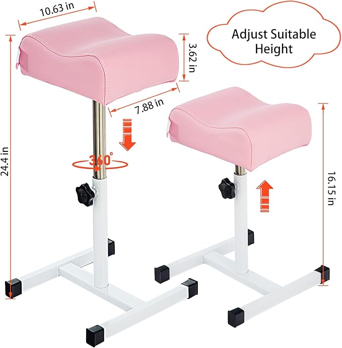 Pedicure Manicure Footrest Adjustable Height Stand Beauty SPA Salon Nail Care Pink