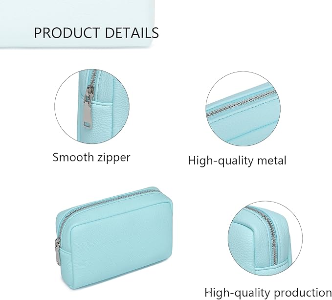 Makeup Bag Large Capacity Women's Classic Black Wash Bag Adjustable Partition Wash Brush and Cosmetic Carrying Bag (Clear Water Blue)