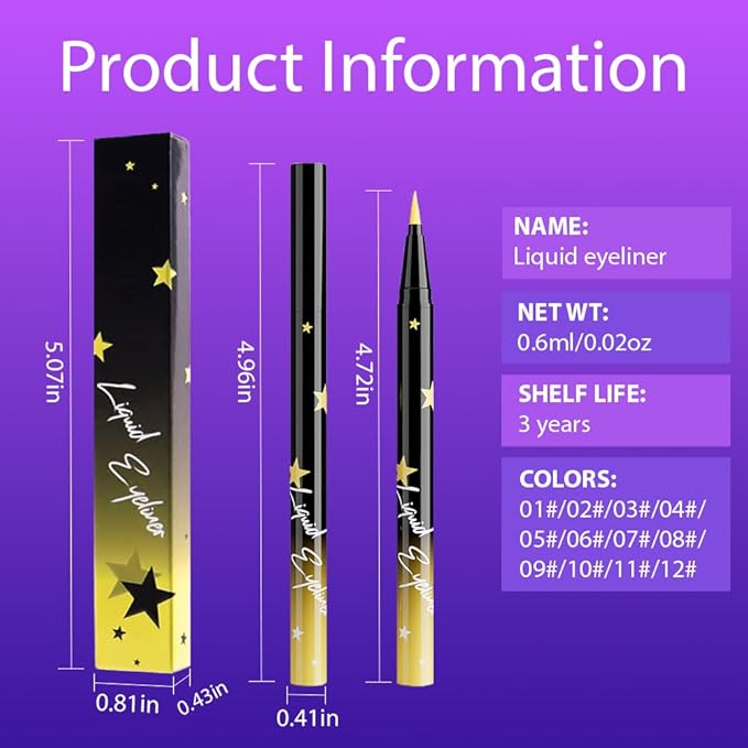 evpct Yellow Matte Liquid Eyeliner Waterproof Smudge Proof, Yellow Eye Liner Liquid Liner for Face Body Paint, Long-lasting Eyeliner Waterline Thin Quick-dry Eyeliners Pencil Eye Makeup Stay all Day