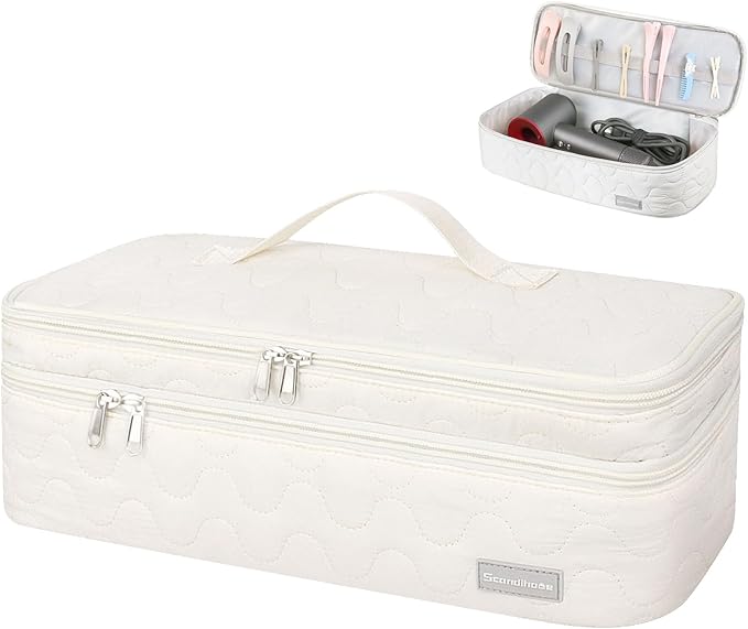 Double-Layer Travel Carrying Case Portable Storage Organizer Bag for Women, Compatible with Revlon One-Step Hair Dryer and Volumizer Hot Air Brush and Attachments Scandihome Series (Bag Only)