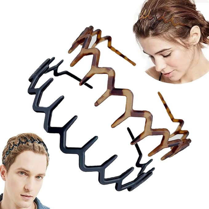 Zig Zag Headband for Women Men Comfortable & Wide Headbands for Yoga Gym Face Washing Workout Daily Use Classic 90s Plastic Hair Bands for Girls Teens | Cute Fashion Hair Accessories Gift & Valentine