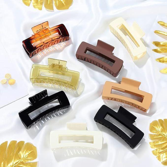 laxizar Hair Claw Clips 8 PCS 4.1 Inch Barrettes Rectangle Shape Clips Fashion Hair Clips
