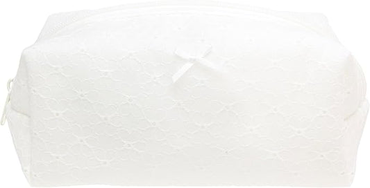PAZIMIIK Cozy Makeup Bag Small Aesthetic Travel Zipper Cosmetic Pouch for Women Make Up Beauty Accessories Brushes,Embroidery Flower