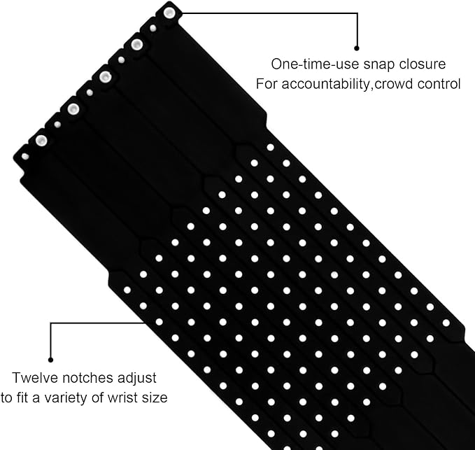 100pcs Colored Vinyl Wristbands, Waterproof & Security Wrist Bands for Events, Pool Parties & Outdoor Sports (Black)