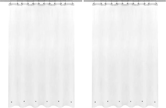 Barossa Design Frosted Shower Curtain Liner with 6 Magnets - Waterproof PEVA Shower Liner for Bath Tub, 72" x 72" Standard Size, PVC Free, Metal Grommets - Frost, 72x72 (Pack of 2)