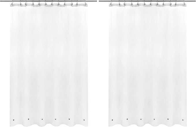 Barossa Design Extra Long Shower Curtain Liner with 6 Magnets - 72" x 84" XL, Waterproof PEVA Shower Liner for Bathroom, PVC Free, Metal Grommets - Frost, 72x84 (Pack of 2)