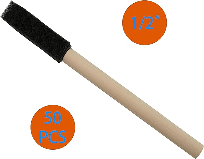 50pcs 1/2" Foam Brush with High Density Foam, mini Foam Brush for Small Project