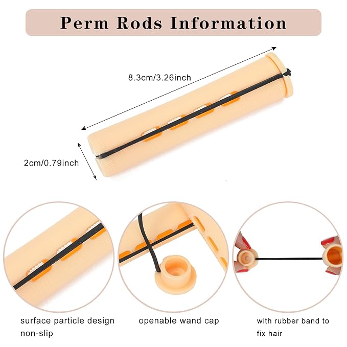Perm Rods For Short Hair 40Pcs Beige Perm Rods For Black Women Plastic Curl Cold Wave Medium Size Peach Hair Rollers For Hair Styling Hairdressing Tools(Beige,40PCS)