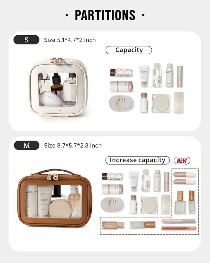 EACHY Clear Makeup Bag，Waterproof TSA Approved Toiletry Bag with Zipper for Women, Make Up Organizer and Skincare Pouch, Portable Car or Purse Bag for Travel Essentials