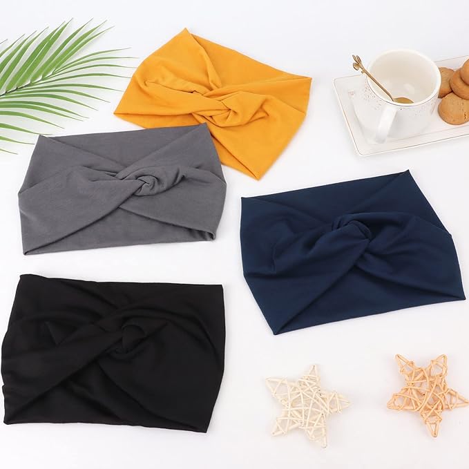 Extra Wide Headbands for Women Large Turban Headband Non Slip Boho Elastic Hairband Hair Twisted Knot Head Bands Accessories