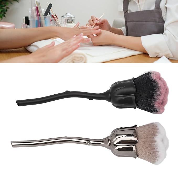 Rose Makeup Brush 2Pcs Soft Nail Dust Brush Face Powder Blush Brush for Daily Makeup and Manicure