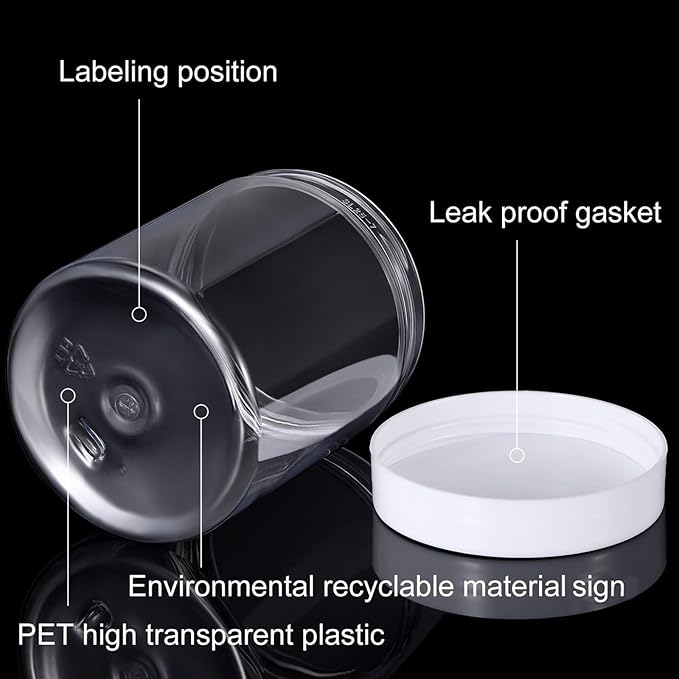 SATINIOR 6 Pack 12 oz Plastic Jars Containers with Lids Wide-mouth Refillable Leakproof Reusable Round Empty Jars for Travel Cosmetic Dry Food Spice Cookie Candy Home Kitchen Organizing(White)