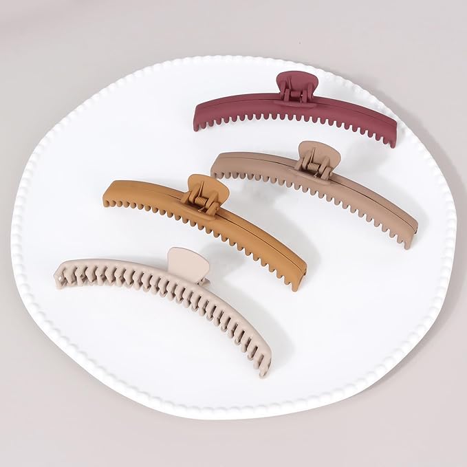 Hold Everything Hair Claw Clip for Thick and Thin Hair Big Hair Barrettes for Women and Girls Straight Wavy and Curly Hair Strong Hold Claw Clip With 52 teeth Banana Clips (new 7-Color)