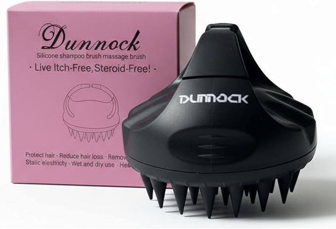 Dunnock Manual Scalp Massager & Shampoo Brush (Black) – Designed to give You a Salon-Like Scalp Treatment at Home Turn Every Wash Dandruff Comb Into a Spa Experience Silicone Hair Shampoo Brush.